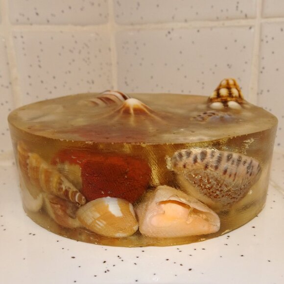 Vintage Handmade Seashell Resin Paperweight ocean theme beach office tikiroom - Picture 11 of 13